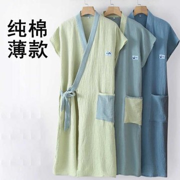 浴袍式浴巾男薄款夏季洗澡浴衣成人純棉紗布吸水速干可穿可裹全棉