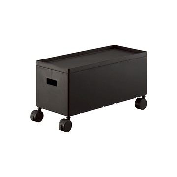 日本【YAMAZAKI】tower含蓋收納盒-附輪(黑)S