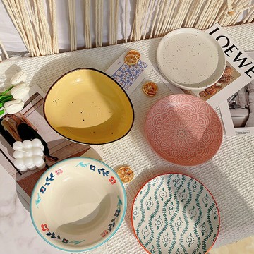 創意日式陶瓷盤子簡歐西餐盤平盤湯盤家用菜盤淺盤沙拉盤微瑕飯盤