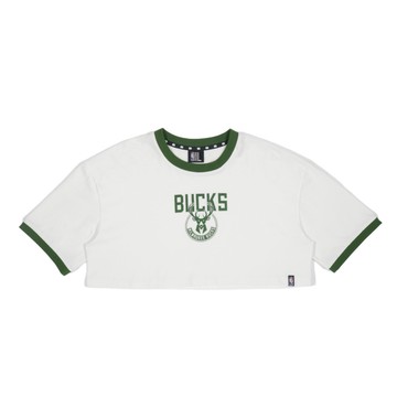 【NBA】女款短版隊伍T_公鹿隊 其他短上衣 女 白色-3522100700