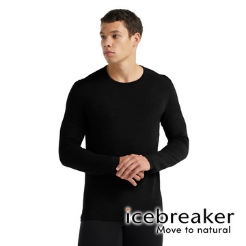 【icebreaker】Tech 男 羊毛圓領長袖上衣 BF260『黑』戶外 運動 柔軟 舒適 羊毛 吸濕 排汗 抑味 控溫 104371