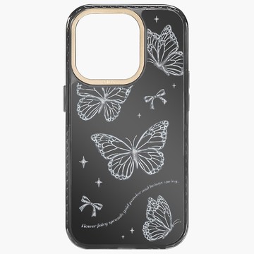 月銀金屬 銀霞蝴蝶 磁吸版 透黑框 iPhone 16 15 14 13 Pro Max