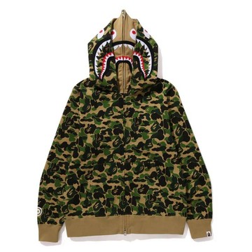 BAPE ABC Camo Double Shark Full Zip Hoodie 雙層鯊魚 連帽外套 綠迷彩 1M20115003-GN [台灣現貨]