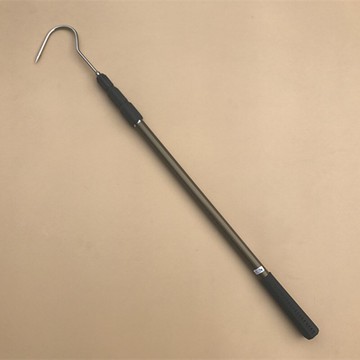圓形茶色加粗鋁合金桿單搭鉤 伸縮桿中號帶倒刺長勾子 抄網桿取物