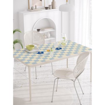 【棋盤格硅膠桌墊】簡約現代小清新桌布防油免洗家用長方形餐桌墊