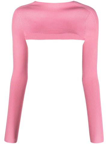 AERON - ribbed-knit cropped top - women - Viscose/Polyester - M - Pink