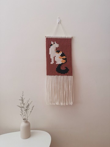 Tannpopo 手作編織 北歐風編織掛毯 日暮三色貓