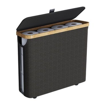 竹制布藝衛生間紙巾收納筐可折疊透明帶蓋卷紙收納簍雜物籃牛津布