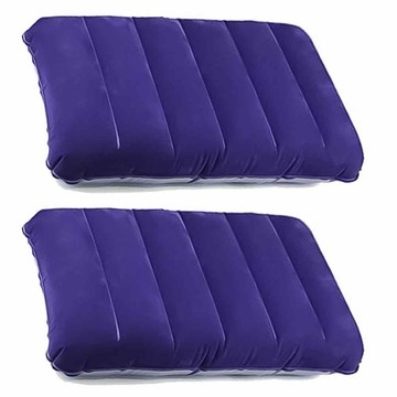 AHOYE 植絨舒適充氣枕頭  藍色  2個