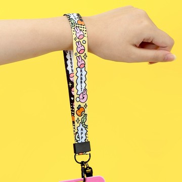 【粉紅兔子】手機掛繩短款（黃色）