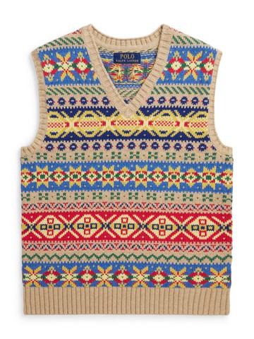 Ralph Lauren Kids - fair isle cotton vest - kids - Cotton - S - Brown