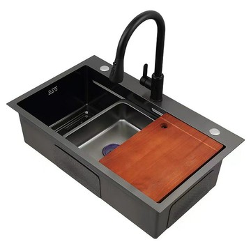 304不銹鋼蜂窩加厚手工水槽廚房家用單槽大洗菜盆洗碗池臺上臺下[DD160109]