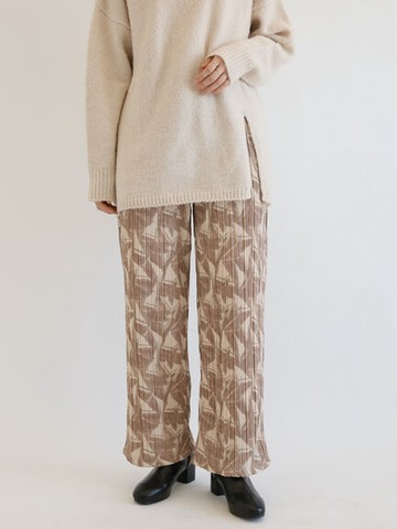 幾何圖案設計鬆緊腰百褶長褲(FG27L0F0780) - Samansa Mos2 blue