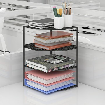 辦公桌置物架三角ins書桌收納多層桌面書架宿舍鐵藝轉角整理架子