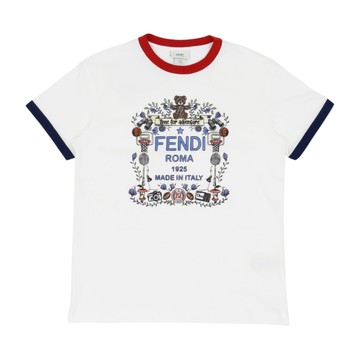 FENDI Kids 白色印花短袖 T-Shirt
