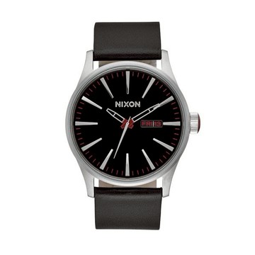 【NIXON】黑 銀紅刻 黑錶 皮錶帶 手錶 錶 男錶 女錶 極簡復刻 SENTRY 送禮 禮物