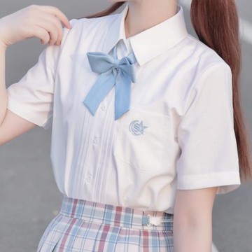 現貨珠珠家原創jk制服自制夏季短袖尖領刺繡襯衫日系學生風琴褶女