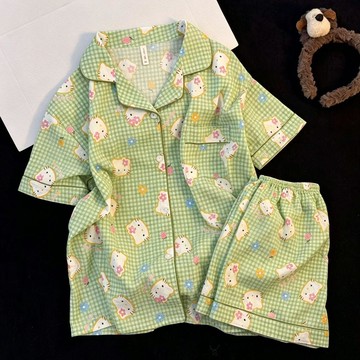 DUYI~夢詩 睡衣女高質量簡約風100%短袖褲雲朵棉夏季新款家居服套裝外穿