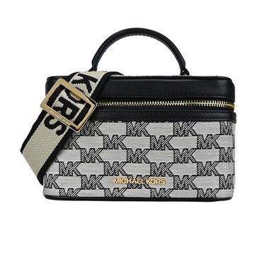 MICHAEL KORS JET SET織布滿版拼接兩用化妝盒包-黑金_廠商直送