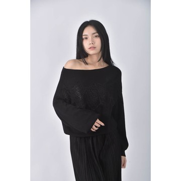 (L) blue ribbon韓牌黑色長袖上衣二手衣