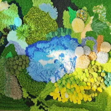 毛線 苔蘚地毯地墊diy材料包自制毛毯鉤針飄窗墊毛線森林手工編織杯墊