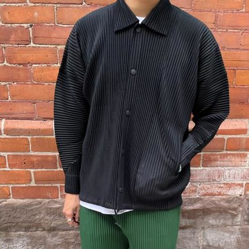 日本宅一生外套JC109褶皺上衣春秋高街寬松單排扣休閑外套襯衫男