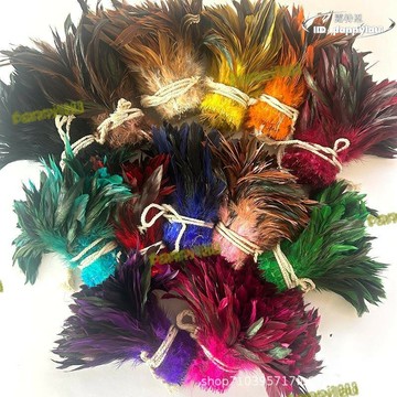 手工diy配件多色詠毛一捆15-20cm 接發羽毛雞毛 捕夢網材料彩色