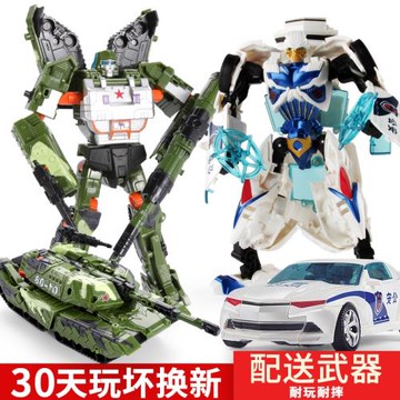 變形玩具坦克汽車人金剛模型機器人大黃蜂手動警車兒童男孩正版