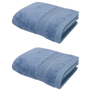 MORINO 摩力諾 石墨烯素色緞條方巾 MO680  藍色  2條