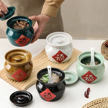 瓦罐煨湯陶瓷帶蓋隔水燉盅燉罐煲湯罐家用沙縣小吃江西一人份瓦罐