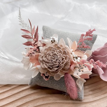 奶茶色系手腕花 快速出貨 婚禮花飾 伴娘手腕花 乾燥花手腕花