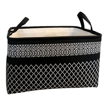 Mega 北歐波希米亞布藝雜物籃 滌綸纖維+EVA  40 x 30 x 25 cm  雅致黑  1個