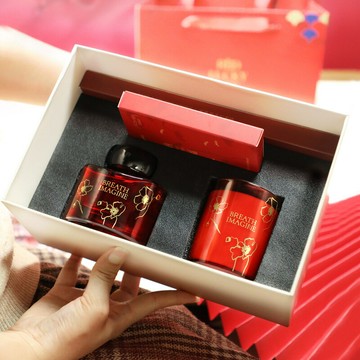 吉祥三寶香薰禮盒香薰蠟燭無火香薰高級香氛精油國風禮物七夕套裝 d7196