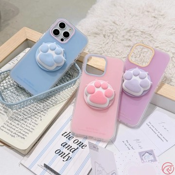 立體貓爪磁吸支架手機殼適用iphone16promax蘋果15pro卡通可愛14pm簡約13創意16全包硅膠防摔保護套