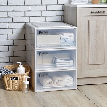 日本製 Fits 44面寬單層抽屜收納箱-高23CM-3入