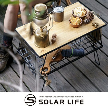 Campingmoon柯曼 超耐重多功能折疊網架 雙層邊桌 鐵網桌(黑色).鋼網桌鐵網架 露營摺疊網桌 置物網架桌組 耐熱折疊網架 多功能爐架