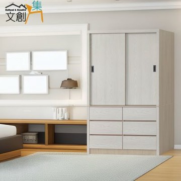 文創集 盧克4尺推門六抽衣櫃 -120x61x200cm免組