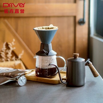 Driver 簡約可調手沖咖啡套組 手沖壺 咖啡壺 咖啡濾杯 耐熱玻璃壺 防水溫度計 送禮推薦 咖啡禮盒︱官方直營