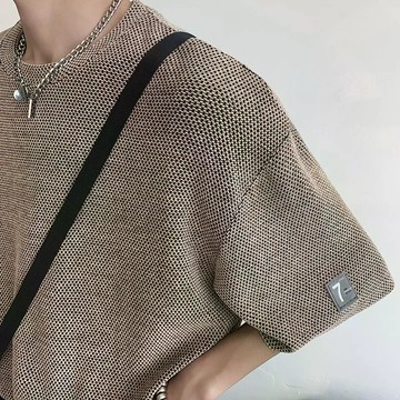 ✨新品特價✨大碼短袖百搭小衆設計感鏤空短袖T恤男夏季大碼300斤痞帥高級感重磅寬鬆上衣潮 A170