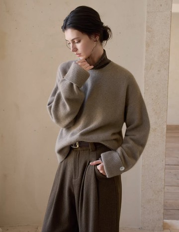 法式復古 / 絨感針織毛衣 / 兔毛羊毛混紡