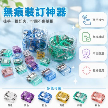 桃園出貨 不鏽鋼推推夾冰透色外殼單手操作試卷文件封口夾6入組