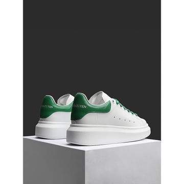 公爵麥昆小白鞋真皮透氣墨綠時尚休閑鞋系帶厚底鞋女增高板鞋單鞋