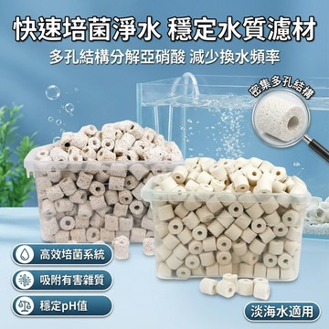 【台灣現貨】 多孔陶瓷環 細菌屋 培菌 水族箱濾材 水族淨水 過濾材料 烏龜缸 魚缸 石英生化球濾材