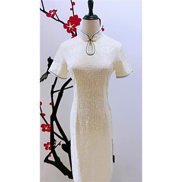 琳湘漫2026春夏新款修身顯瘦蕾絲中長款水滴領高端氣質日常旗袍裙