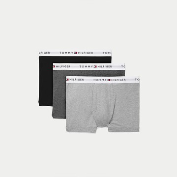 Tommy Hilfiger 舒適短版文字貼身四角內褲三件組-混色