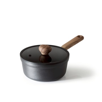 SENSARTE JP-SA-NG6018 18cm 不沾單手鍋 不沾塗層 附鍋蓋 IH瓦斯爐適用 黑色