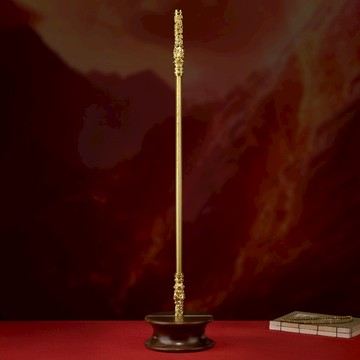 銅作TUMZUO 悟空之金箍棒(大號鍍金 附底座) 真金鎏鍍 全黃銅手工打造 銅雕 居家裝飾 送禮 擺設