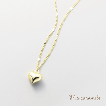 送禮物 現貨商品【焦糖小姐 Ms caramelo】925純銀鍍K黃 愛心項鍊