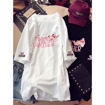 白色短袖t恤女夏季薄款潮牌歐貨大版寬松半袖中長款純棉卡通上衣