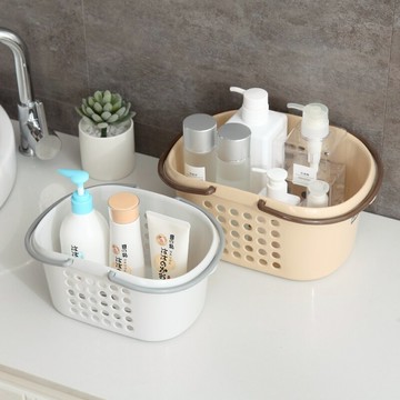 浴室洗澡籃 洗澡籃手提浴室可愛小籃子桌面洗漱用品收納籃塑料浴筐小號洗浴藍【MJ9668】